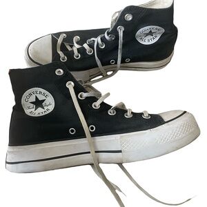 Converse Chuck Taylor Black and White High-Top Lift Sneakers. Women size 8.5
